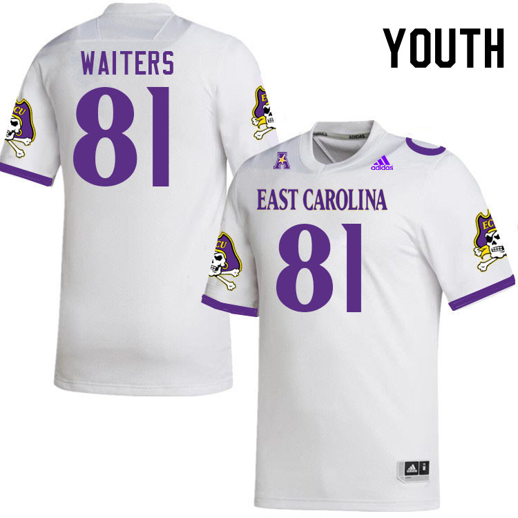 Youth #81 Jyron Waiters ECU Pirates College Football Jerseys Stitched-White